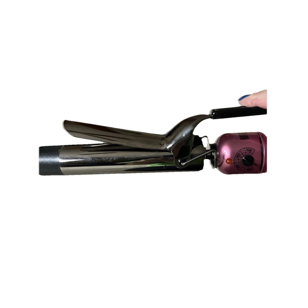 Hot Shot Tools Titanium Curling Iron 1.25"Barrel Hot Pink Hair Curler Wand WORKS